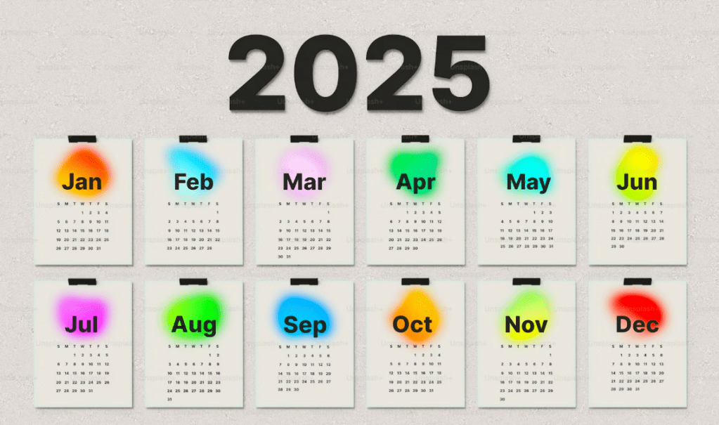 Kalender 2025 für einen Neuanfang für dein Leben. 